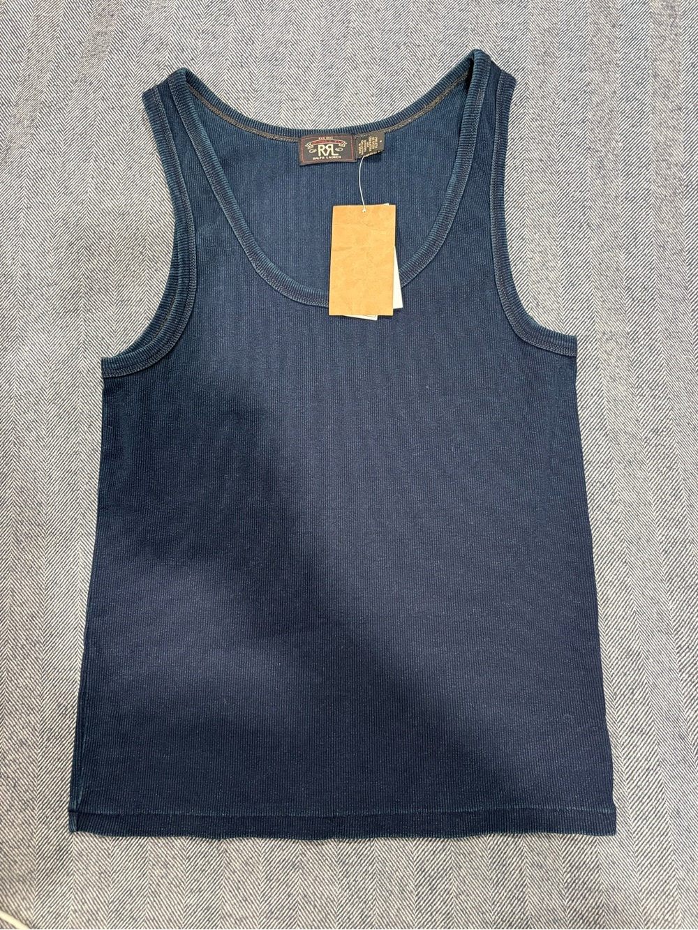 Double RL & Co. Indigo Ribbed Cotton Tank | size: 4